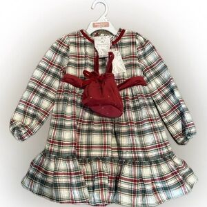 Tommy Bahama 2pc Set Plaid Dress with Red Handbag NWT